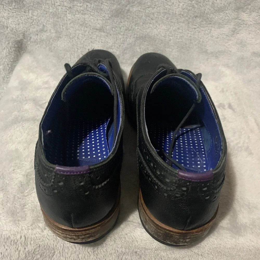 Ted Baker London Guri7 Mens 10.5 Black Leather Wingtip Brogue Oxford Shoes‎
